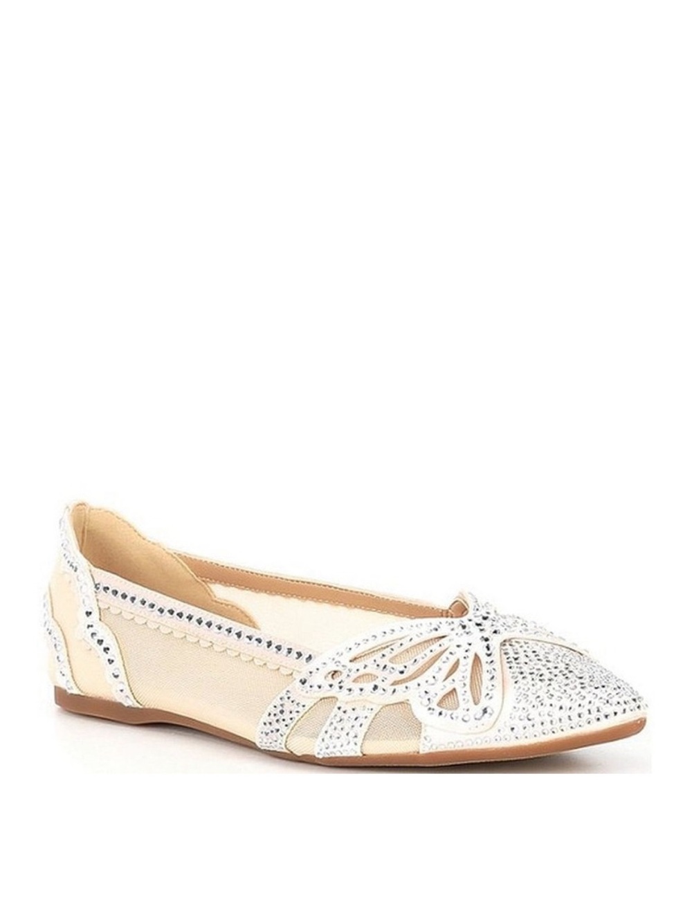 Copper Key Ritzie Satin Mesh Rhinestone Butterfly Dress Flats
